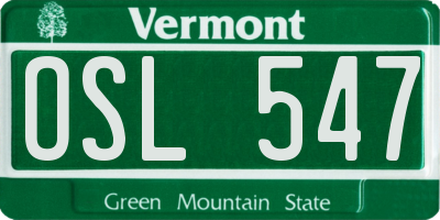 VT license plate OSL547