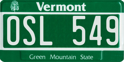 VT license plate OSL549