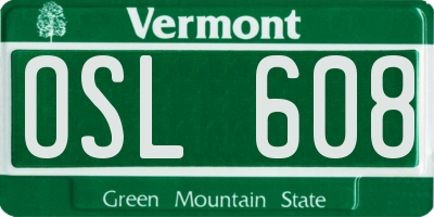 VT license plate OSL608