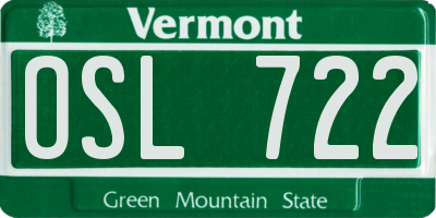 VT license plate OSL722