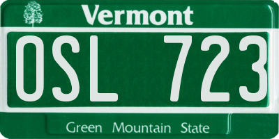 VT license plate OSL723