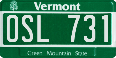 VT license plate OSL731