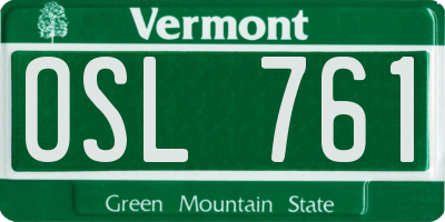 VT license plate OSL761