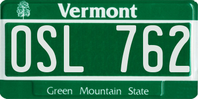 VT license plate OSL762
