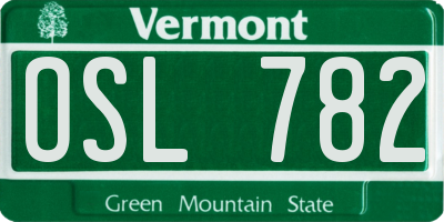 VT license plate OSL782