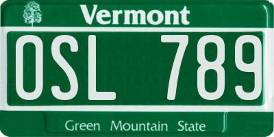 VT license plate OSL789