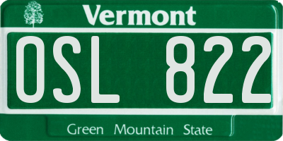 VT license plate OSL822