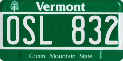 VT license plate OSL832