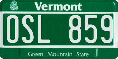 VT license plate OSL859