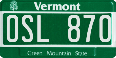 VT license plate OSL870