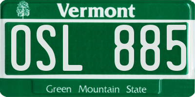 VT license plate OSL885
