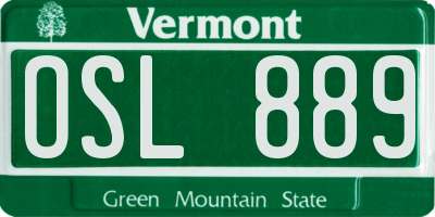 VT license plate OSL889
