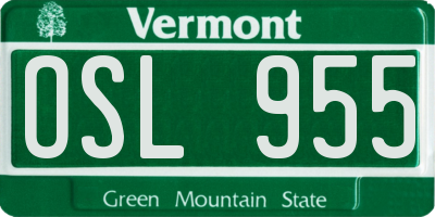 VT license plate OSL955