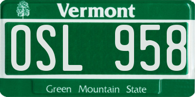 VT license plate OSL958