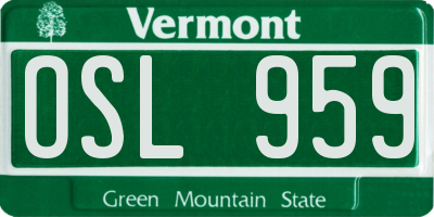 VT license plate OSL959