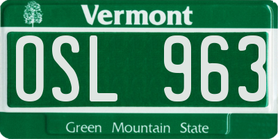 VT license plate OSL963