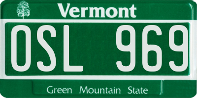 VT license plate OSL969