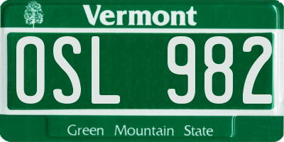 VT license plate OSL982