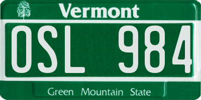 VT license plate OSL984