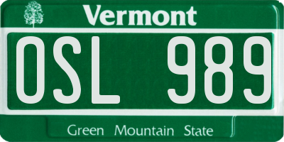 VT license plate OSL989