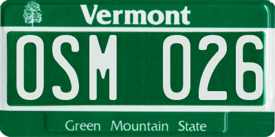 VT license plate OSM026