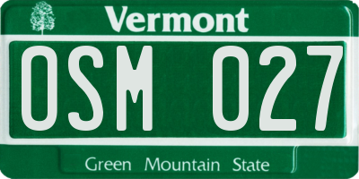 VT license plate OSM027