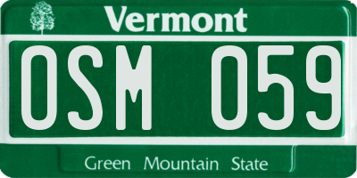 VT license plate OSM059