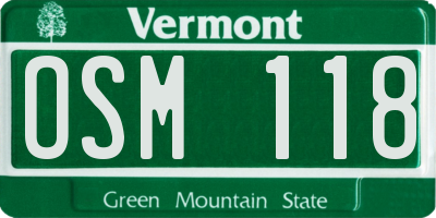 VT license plate OSM118