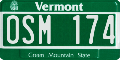 VT license plate OSM174
