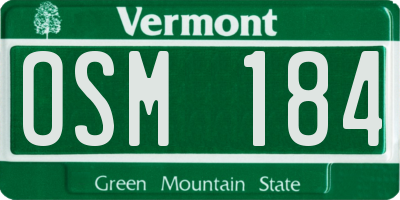 VT license plate OSM184