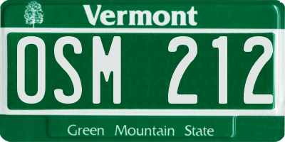 VT license plate OSM212