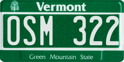 VT license plate OSM322