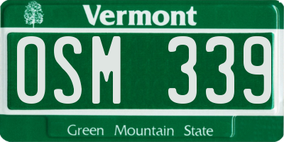 VT license plate OSM339
