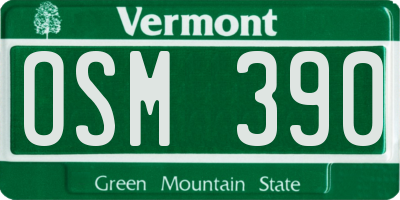 VT license plate OSM390