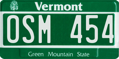 VT license plate OSM454