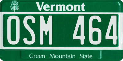 VT license plate OSM464