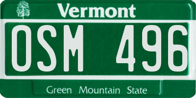 VT license plate OSM496