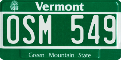 VT license plate OSM549