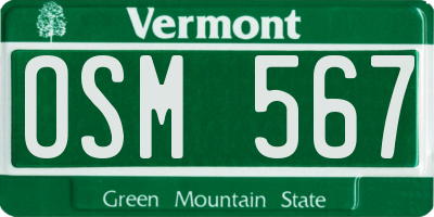 VT license plate OSM567
