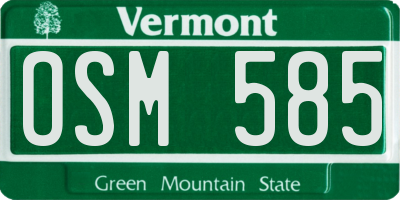 VT license plate OSM585