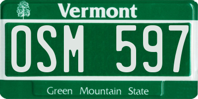 VT license plate OSM597