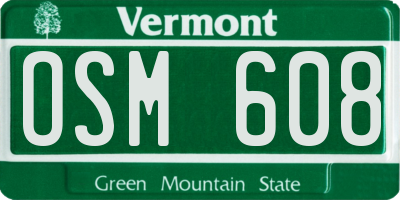 VT license plate OSM608