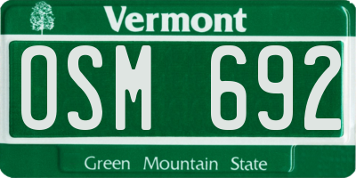VT license plate OSM692