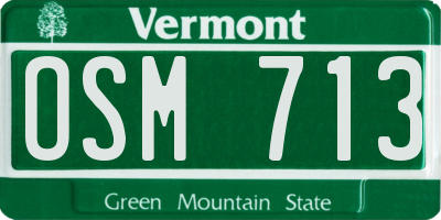 VT license plate OSM713