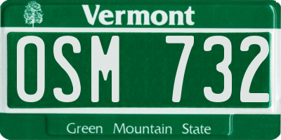 VT license plate OSM732