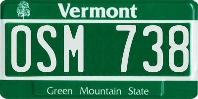 VT license plate OSM738
