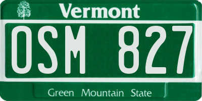 VT license plate OSM827