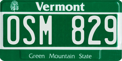 VT license plate OSM829