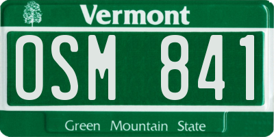 VT license plate OSM841