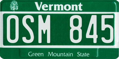 VT license plate OSM845
